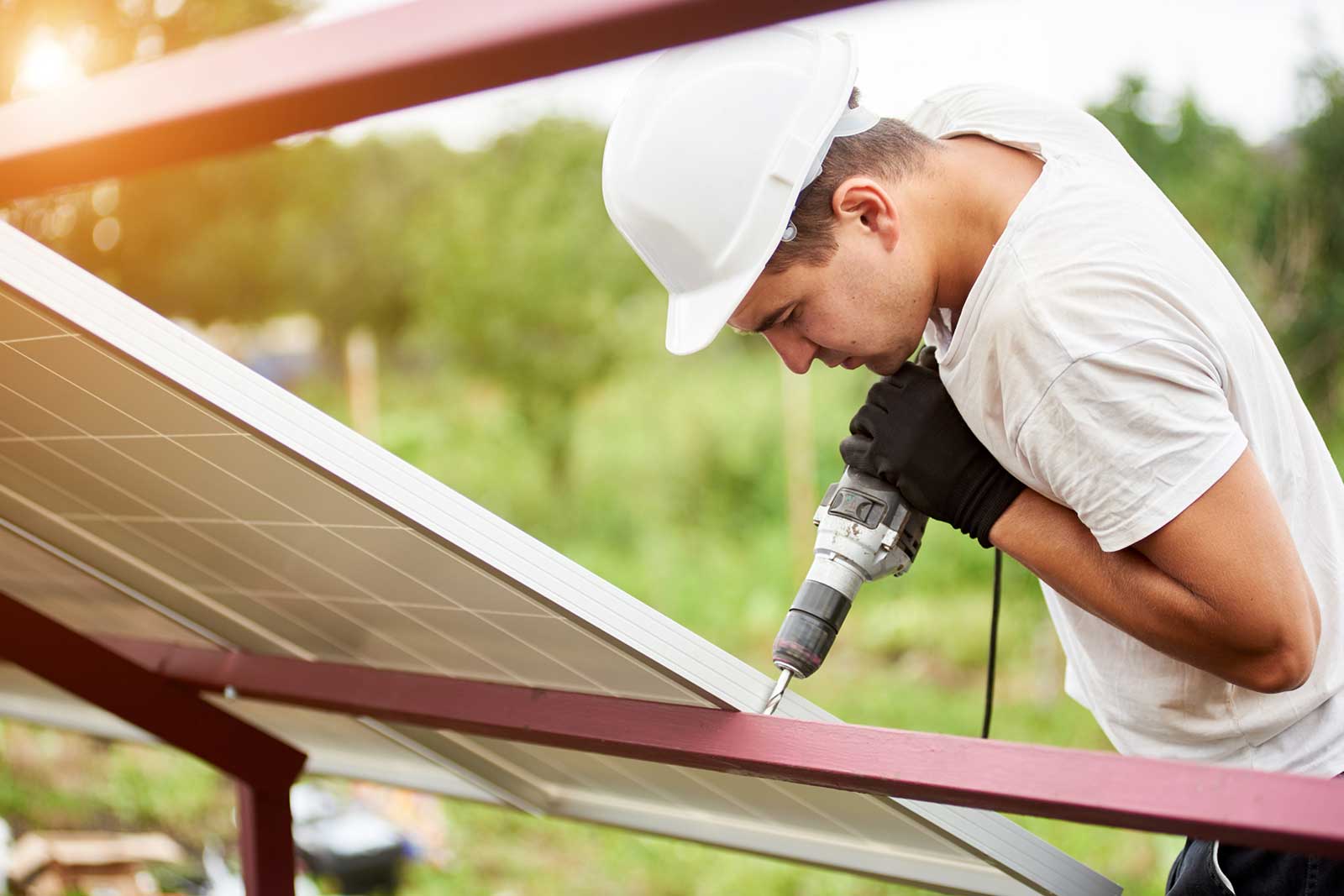 electrician installing solar panel